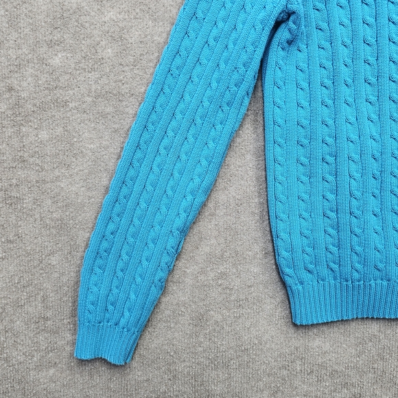 Lauren Ralph Lauren Cable Knit Full Zip Sweater L Blue RL Crest - Picture 15 of 16